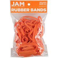 JAM Paper Durable Rubber Bands - Size 64 - Orange - 100 Pack-Colour: Orange | Colourful Elastic Rubberbands