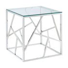 Table d'appoint carrée Plata Import Roca 21,75 po avec plateau en verre - Argent-Design contemporain