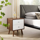 Modway Transmit 2-Drawer Nightstand - Walnut White-Full-Extension Glide Drawers