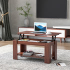 HOMCOM - Table basse moderne à plateau relevable convertible en bureau à thé - brun-Plateau relevable extensible à deux niveaux offrant un espace de travail surélevé flottant