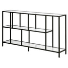 Hudson&Canal Winthrop 52"W Console Table with Glass Shelves - Blackened Bronze-The top can support 40 lbs, the middle and lower shelves can support 20 and 30 lbs respectively