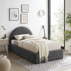 Modway Resort Upholstered Fabric Arched Round Twin Platform Bed - Heathered Weave Slate-Dense Foam Padding