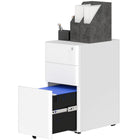 Vinsetto 3-Drawer Steel Letter/A4 Filing Cabinet Lockable - White-Three drawers with a detachable three-compartment pencil tray organize office supplies efficiently
