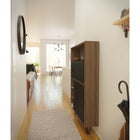 Nexera Slim Bar Cabinet - Secretary Bookcase Desk With Storage - Nutmeg & Charcoal Grey-9