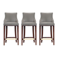 Manhattan Comfort Shubert 22.64" Modern Leatherette Upholstered Barstool - Dark Taupe - 3 Pack-Modern Barstool with Backseat Perfect for Bar and Kitchen Use. Set of 3