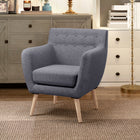 HOMCOM Mid-Century Modern Accent Chair with Wood Frame - Thick Padding for Living Room - Light Grey-Elevated Height: 8.7" (22 cm)  
