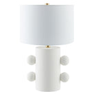 Hudson&Canal - Lampe de table Jurrah 50 cm de haut, petite, en céramique, avec abat-jour en tissu - Blanc mat/blanc-Design moderne pour votre salon, votre espace de travail ou votre table de chevet