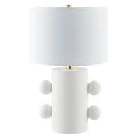 Hudson&Canal - Lampe de table Jurrah 50 cm de haut, petite, en céramique, avec abat-jour en tissu - Blanc mat/blanc-Design moderne pour votre salon, votre espace de travail ou votre table de chevet