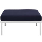 Modway Harmony Outdoor Patio Aluminum Ottoman - White/Navy-Non-Marking Black Plastic Foot Caps