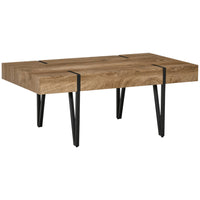 HOMCOM - Table basse rustique avec pieds en acier - finition bois naturel-La texture rustique du bois crée une atmosphère accueillante dans votre espace de vie