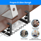 ShoppingAll - Plateau de rangement de câbles sous le bureau avec 10 attaches de câbles - Noir - Paquet de 2-9
