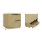 Manhattan Comfort Olivia 26.5" Modern Nightstand - Natural Oak/Gold-Horizontal Glam Drawer Handles Made of Metal with a Choice of Black or Gold Finish