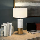 Hudson&Canal Liana 24" Tall Table Lamp with Fabric Shade - Marble/Brass/White-Includes a 6 ft. cord with rotary socket switch