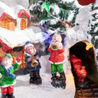 HOMCOM Christmas Village Houses with Rotating Train and LED Lights-4 EPE foot pads included for extra stability 