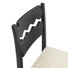 Modway - Jax Bois de chêne Tabouret de bar avec dossier ondulé en rasoir et coussin in Rayure noire d’avoine-9