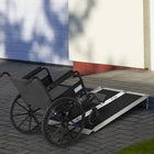 HOMCOM 4' Portable Wheelchair Aluminum Single-fold Threshold Ramp - Black-Solid and lightweight aluminum alloy construction ensures the stability 
