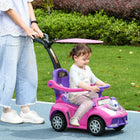 Qaba 3 in 1 Kids Push Car Toddler Sliding Car, Foot to Floor Design - Pink-Removable canopy offers sun protection during outdoor use 