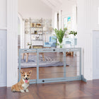 PawHut Freestanding Pet Gate with 41"-72" Adjustable Length - Grey-Blue-Clean finish in modern design, matches home furniture 