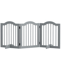PawHut Freestanding Pet Gate with 2 Support Feet - Light Grey-Made of MDF, robust gate 