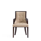 Manhattan Comfort Fifth Avenue 22.5" Traditional Faux Leather and Velvet Upholstered Dining Armchair - Tan - Set of 2-Features Fine Rectangular Plush Stitching