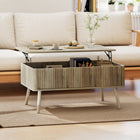 HOMCOM Lift Top Coffee Table with Hidden Compartments - Oak-Two hidden storage compartments beneath the top keep your living room clutter-free