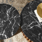 Modway Fortitude Round Faux Marble Top Nesting Coffee Table Set - Walnut Black - Set of 2-Hidden Storage
