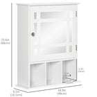 Kleankin Wall Mount Bathroom Mirror Cabinet with Three Shelves - White-A door cabinet with a shelf and 3 open shelves at the bottom for your daily necessities