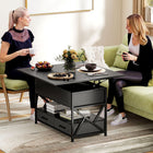 HOMCOM Lift Top Coffee Table with Hidden Compartments - Black-Modern style with black wood grain complements various home decors