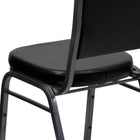 Flash Furniture – Chaise à dossier en couronne empilable Hercules, siège en vinyle noir de 2,5 po, cadre argenté nervuré, p/4-Rembourrage en vinyle noir