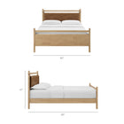 Modway Leni King Size Vegan Leather and Wood Platform Bed Frame - Light Oak Canyon-Solid Rubberwood Headboard & Footboard
