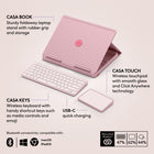 Logitech Casa Pop-Up Desk - Bohemian Blush-For a Wide Range of Laptops: The laptop holder supports most laptops from 10" to 17", plus, each device connects to multiple OS (Windows, macOS, iPadOS, ChromeOS) via Bluetooth Low Energy