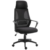 Vinsetto Mesh Office Chair with Adjustable Headrest - Black-Take a break and stretch out with a tilt function
