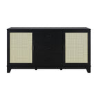 Manhattan Comfort Sheridan 59.05" Mid-Century Modern Sideboard Cabinet - Black-Modern Cane Sideboard for Dining Room Use