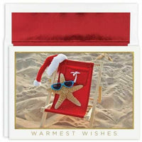 JAM Paper Christmas Cards & Matching Envelopes Set - Starfish Santa - 18 Pack-Color: Starfish Santa