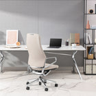 Decent Living Standard Height Back Office Chair - Off White-Three back recline locking positions