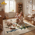 Qaba - Tapis d'éveil éducatif en polyester à motif dinosaures - 200 x 150 cm - Kaki-Dimensions généreuses de 78,7 po x 59,1 po (200 x 150 cm) offrant trois mètres carrés d'espace de jeu 