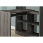 Monarch Specialties 7041 Computer Desk - Dark Taupe Left Or Right Facing Corner-Ample, smooth surface area for a laptop, writing, or a study desk with 10 adjustable shelves on the side to help you stay organized.