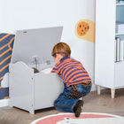Qaba - Boîte de rangement pour jouets en bois pour enfants avec charnière magnétique - gris-Tige pneumatique de qualité pour éviter la chute soudaine du couvercle et protéger votre enfant des blessures<br>
