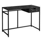 Monarch Specialties 7572 42" Computer Desk - Black Marble-Look/Black Metal-Computer desk with 1 small storage drawer featuring a comfortable cutout handle and metal drawer slides