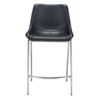 Zuo Magnus Counter Stool - Black/Silver - Set of 2-Plush and durable faux leather fabric