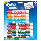 Expo Low Odour Dry Erase Markers - Chisel Tip - Assorted Colours - 12 Pack-Ideal for use on whiteboards, glass and other nonporous materials