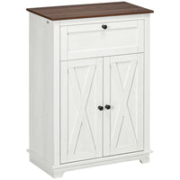 HOMCOM 23.6" L Storage Cabinet for Farmhouse Kitchen - White-Large tabletop, drawer, and a 2-tier cabinet for plenty of storage