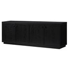 Hudson&Canal Ormond TV Stand for TV's up to 75" - Black Grain-The top has a weight capacity of 75 lbs, middle shelves can support 20 lbs, lower shelves can hold 50 lbs