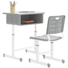 Qaba Kids Desk & Chair Set, Height Adjustable Children Study Desk & Chair - Grey-Desk and chair heights adjust, growing with your child from ages 3 to 12
