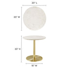 Modway - Viva Manche Table d’appoint en marbre blanc - Brass White-Socle à piédestal métallique