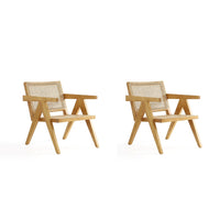 Manhattan Comfort Hamlet 22.64" Industry Chic Accent Chair - Nature - 2 Pack-Modern - Industry Chic Cane Accent Chair Perfect for Living Room Use. Set of 2