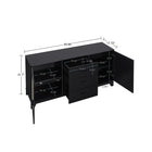 Manhattan Comfort Sheridan 59.05" Mid-Century Modern Sideboard Cabinet - Black-Includes 2 Doors, 4 Concealed Compartments, and 3 Full Extension Drawers