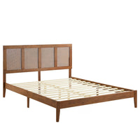 Modway Sirocco Rattan and Wood King Platform Bed - Walnut-King Platform Bed With Headboard