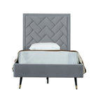Manhattan Comfort - Lit une place moderne Crosby 81,1" en velours - Gris-Cadre de lit jumeau de style milieu du siècle avec tête de lit pour chambre
