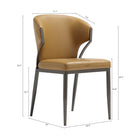 Manhattan Comfort Kirsten 20.5" Modern Leatherette Upholstered Dining Chair - Camel - Set of 4-Grey Metal Frame Adds Strength and a Sleek, Modern Finish